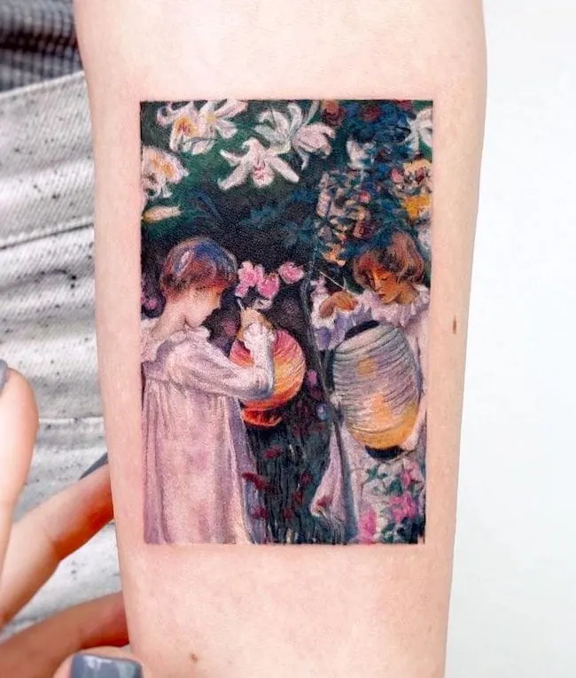 Carnation Lily Lily Rose painting tattoo by @lafragile_ - Artistic tattoos for artists and art lovers