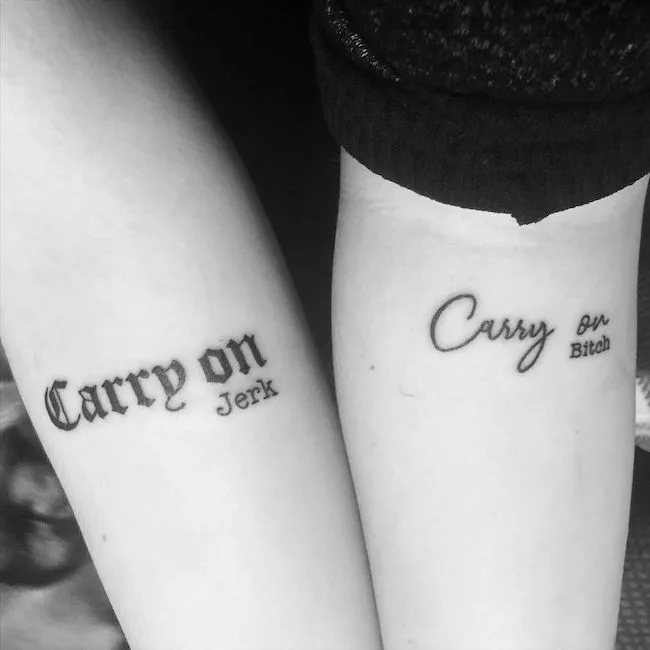 Sassy quote tattoos - Matching mother and son tattoos by @healthatmysize