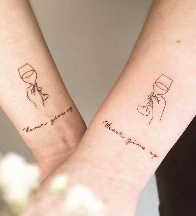 Mother and son quote tattoos by @9dotstattoo