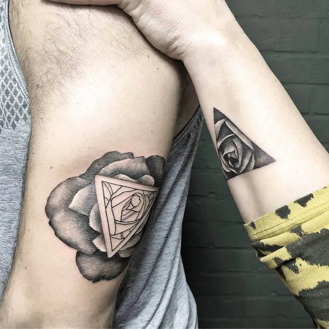 Part of each other - Mother son tattoos by @swallowink