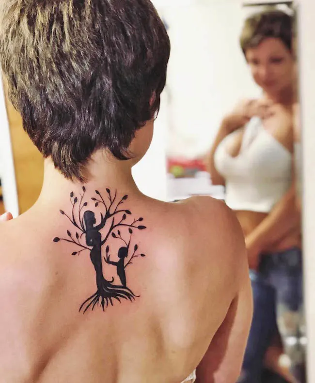 Tattoos for mother and son by @skanarts