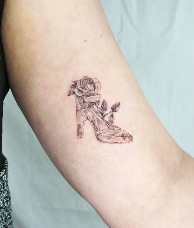 The Glass Slipper tattoo by @princesslena.ink