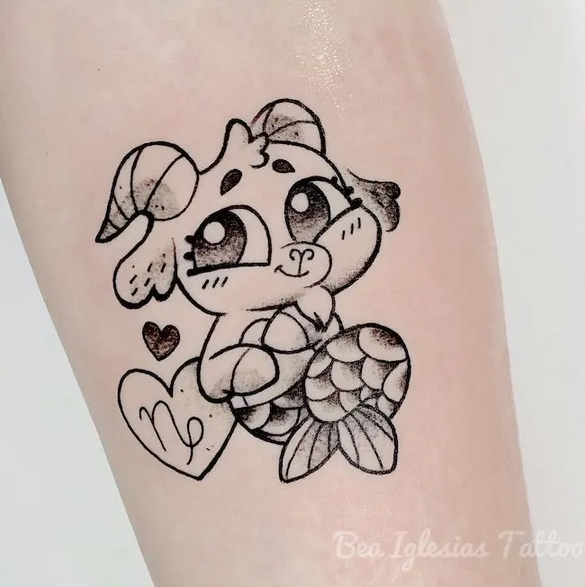 A super cute Capricorn tattoo by @bea.iglesias.tattoo