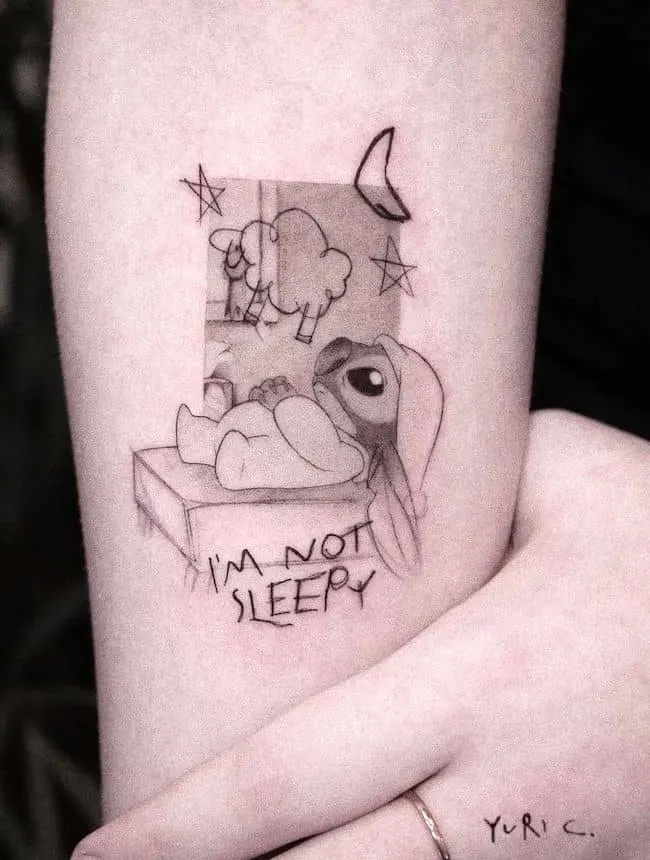 Insomnia Stitch tattoo by @yurici_tattoo