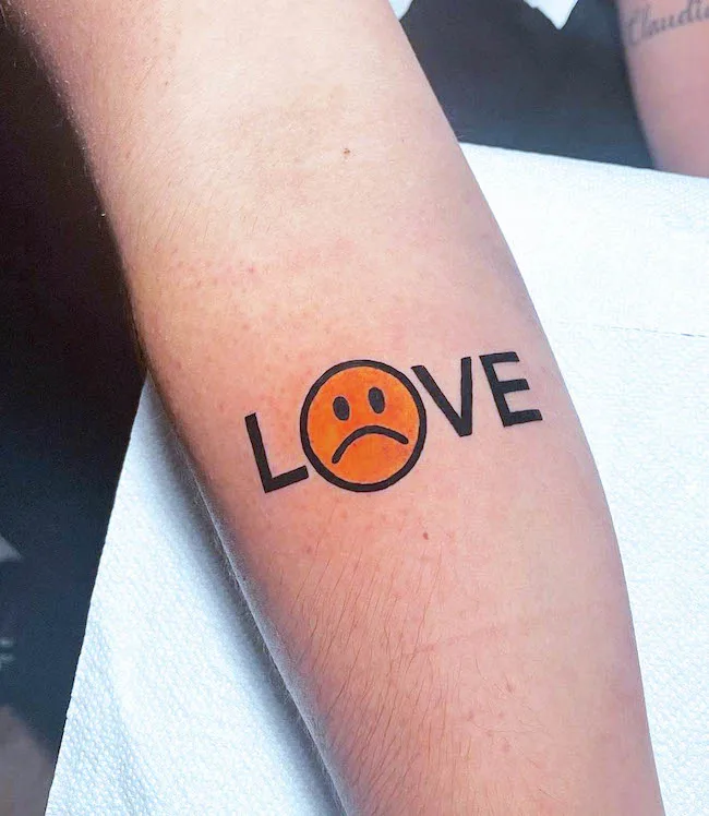 Tattoo uploaded by Kaleb Hale  Left Buttcheek Venn diagram of a half smiley  face and half sad face  Tattoodo