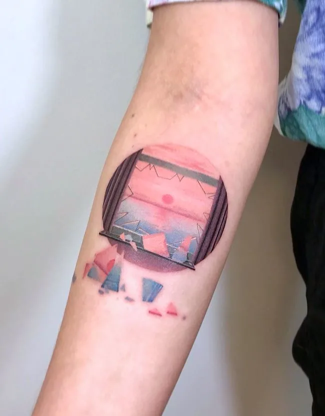 Break the windows tattoo for adventurers by @ciotka_zu_tattoo