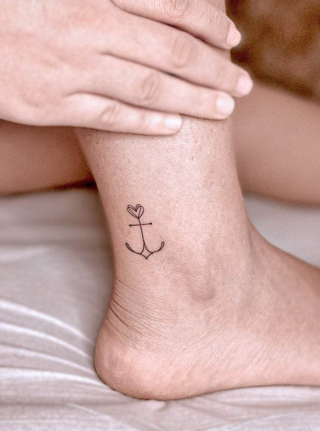 Find your anchor_ a meaningful ankle tattoo by @jully_artistt