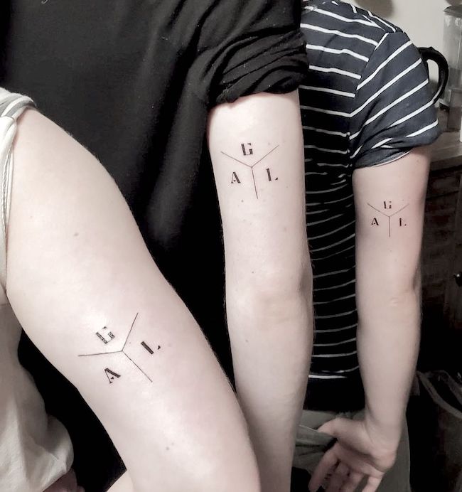 Initials tattoos for brothers and sisters by @anyakalnins49