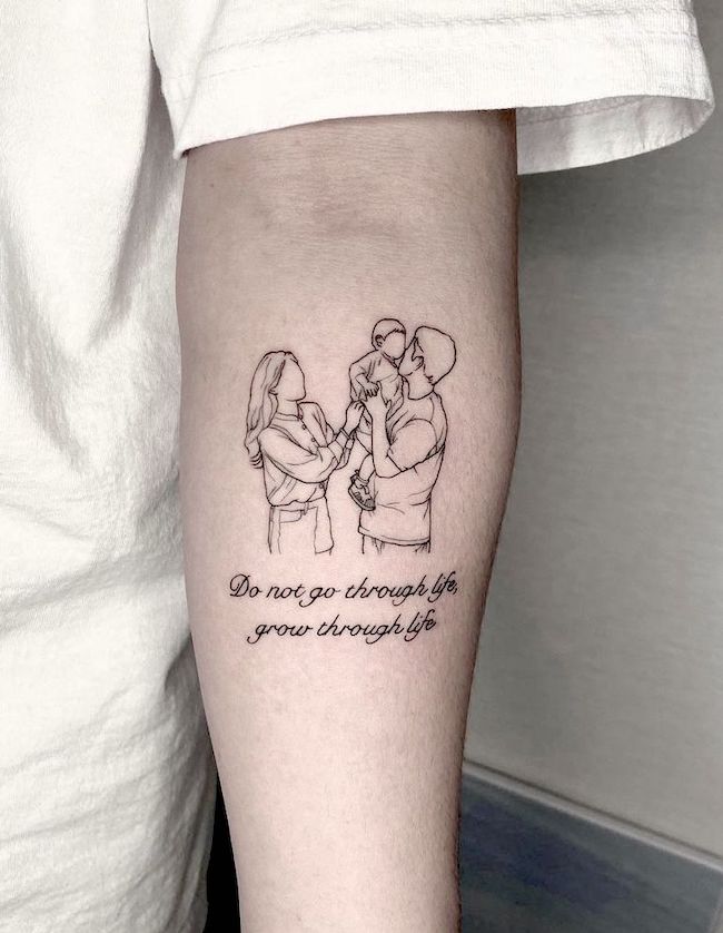 Inspiring family quote tattoo by @tattooist__d