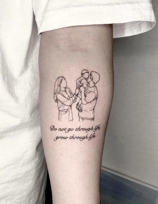 Inspiring family quote tattoo by @tattooist__d