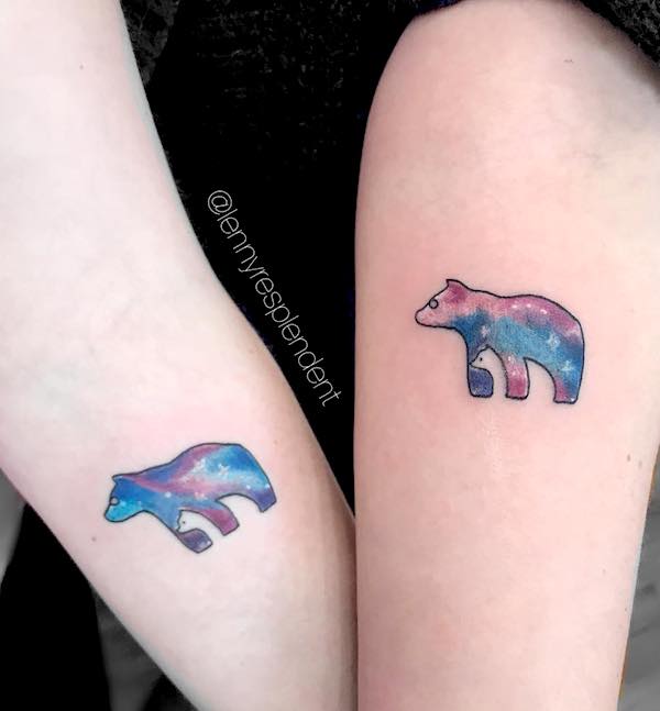 Matching bear tattoos by @lennyresplendent