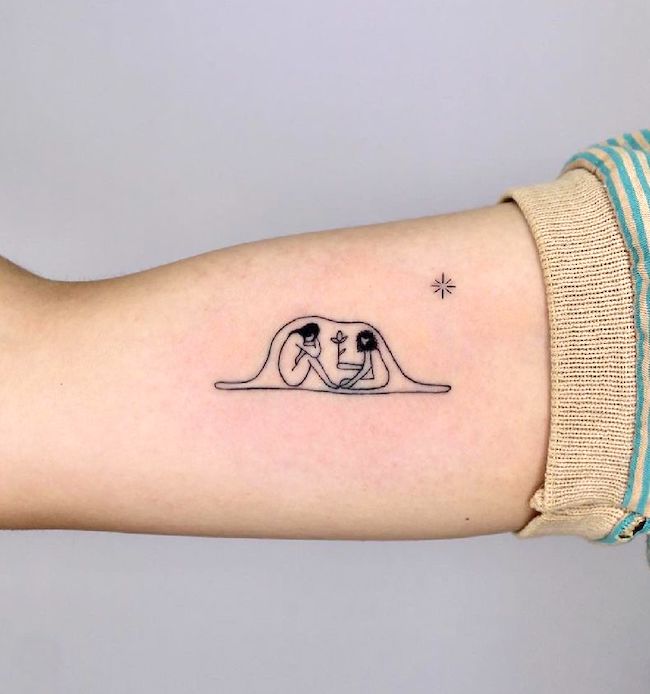 Not alone heartwarming sisters tattoo by @ziluu_tattoo