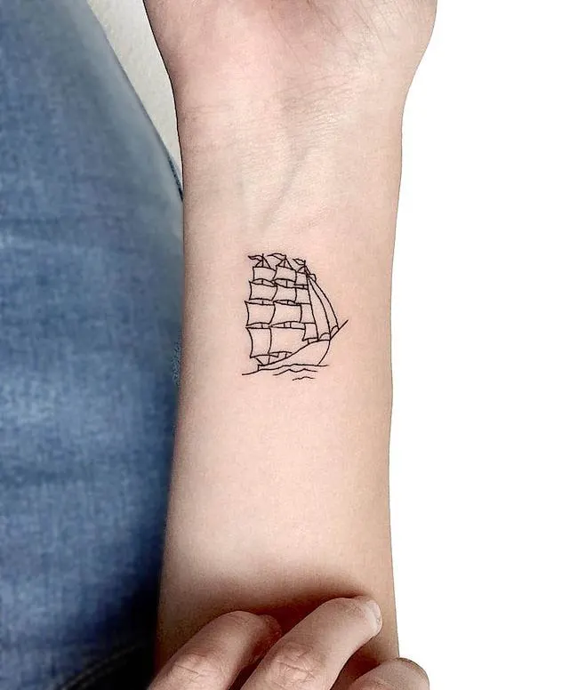 Sailing to the dreams_meaningful wrist tattoo by @_thinkdifferent
