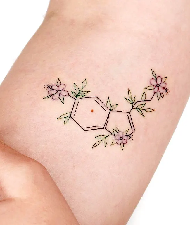 Serotonin Tattoo Neurotransmitter Dopamine Chemical structure, angle, white  png | PNGEgg