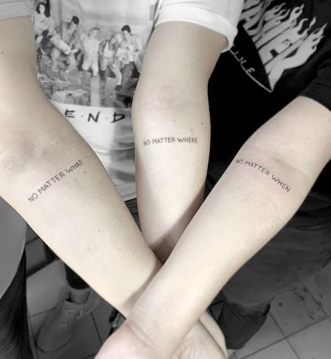 Unbreakable bond matching tattoos for family by @magssnake.tattoo