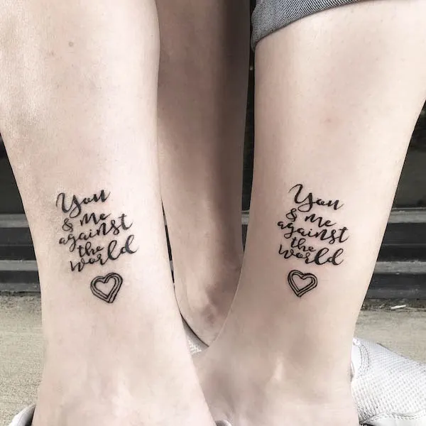 You and me against the world by @lindseylanetattoos