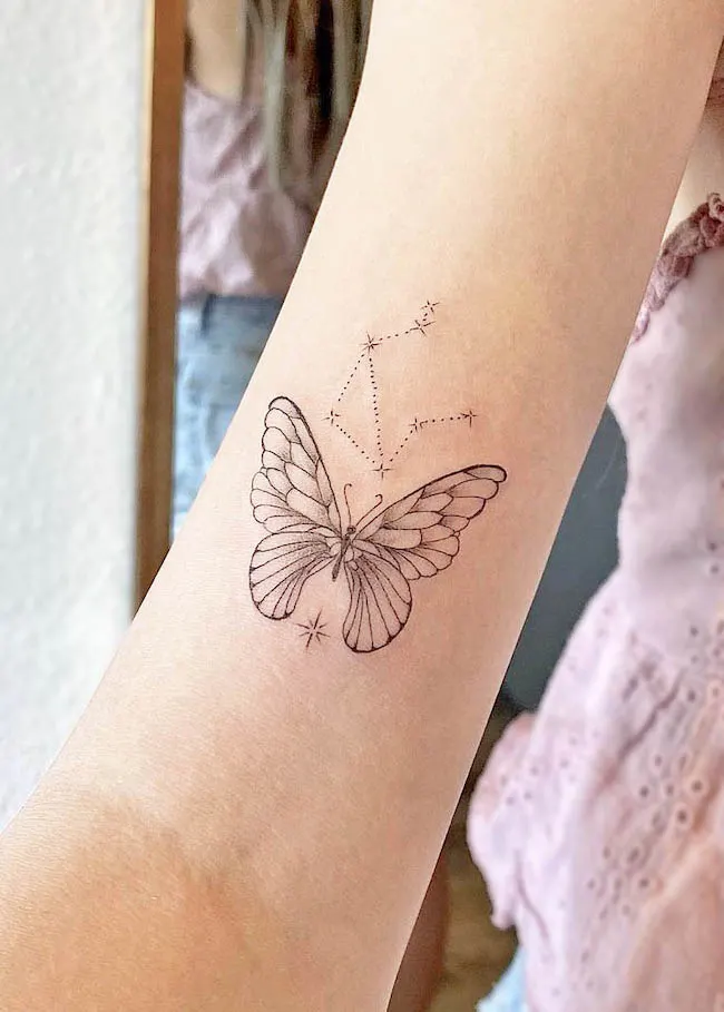 Butterfly Tattoo Art Insects Photography Butterflies  Butterfly Tattoo Line  Drawing HD Png Download  vhv
