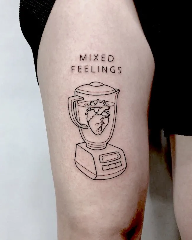 Mixed feelings mental health tattoo by @bentausendtattoos