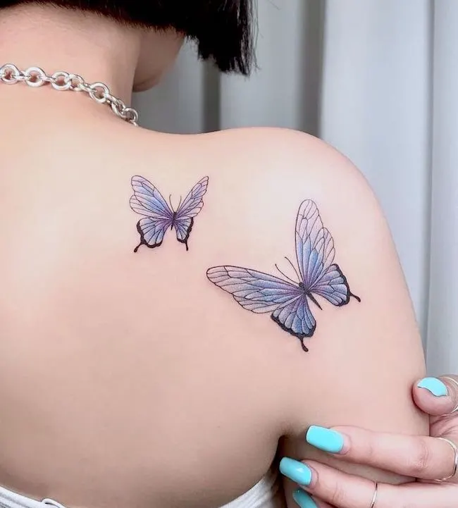 Butterfly back shoulder tattoo
