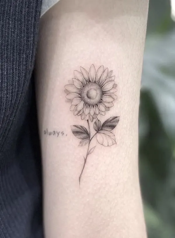 Always sunflower arm tattoo by @vanya_tattoo. - Sunflower tattoos with meaning