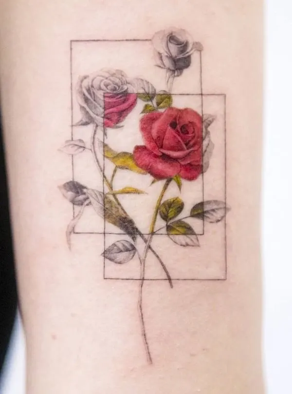 Black and red rose tattoo by @arona_tattoo - Rose tattoos with meaning