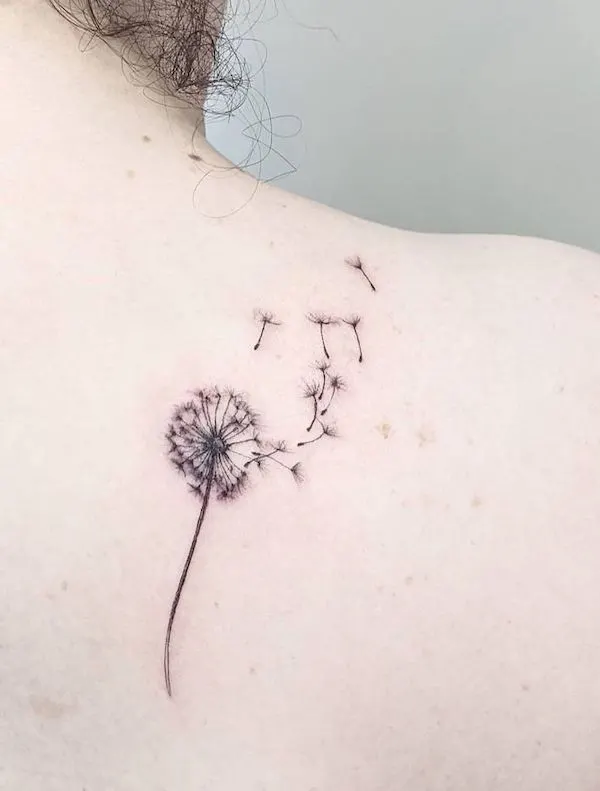 Dandelion shoulder tattoo by @heather.tattoos - Dandelion tattoos with meaning