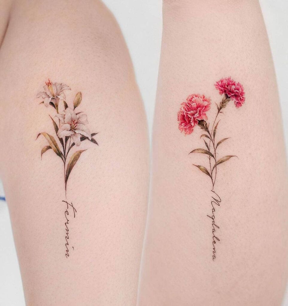 What flower tattoo symbolizes family