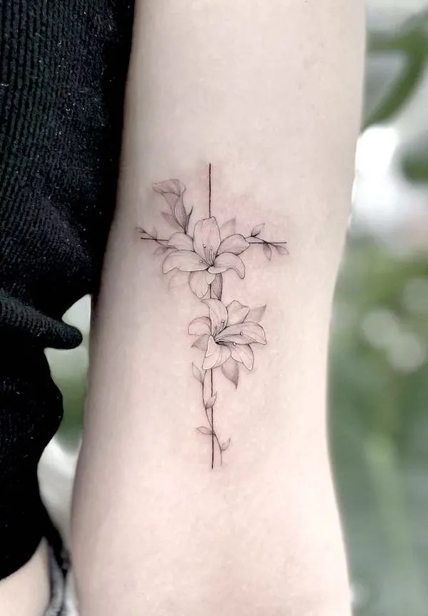 Share 97+ about cross with flowers inside tattoo unmissable - in.daotaonec