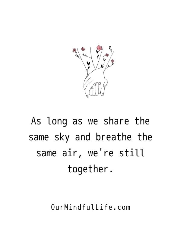 As long as we share the same sky and breathe the same air, we're still together.  - Donna Lynn Hope