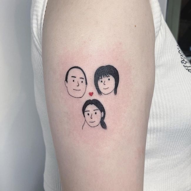 Small family avatar tattoo by @tattoo_haree