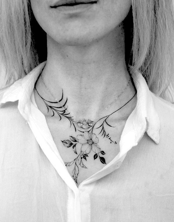 10 necklace tattoos that prove body art is the best accessory | Neck tattoos  women, Neck tattoo for guys, Front neck tattoo