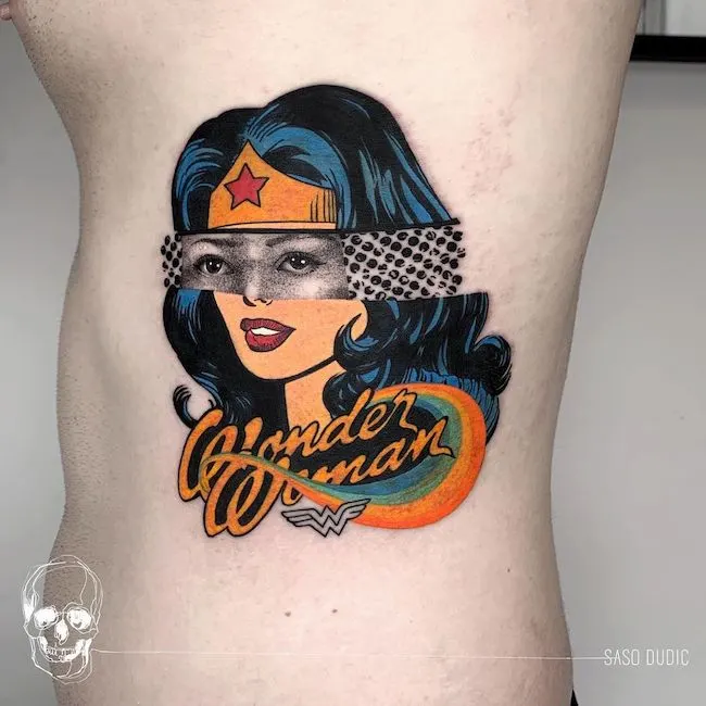 Superwoman mom tattoo by @saso_tavcitattoo