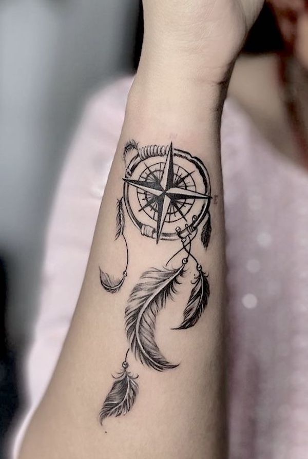 Dream catcher side wrist tattoo by @elysiantattooz