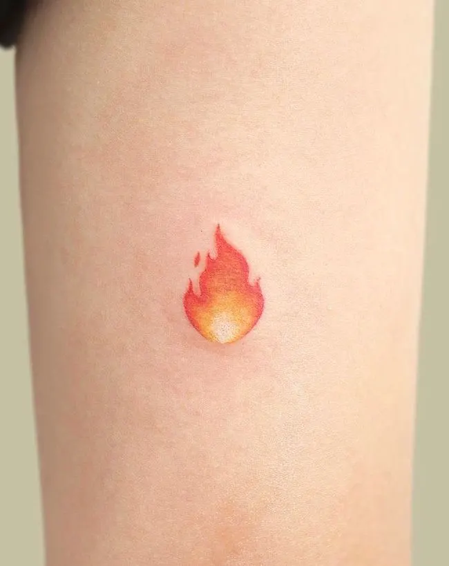 Flame with Watercolor Background (Artist: Amy Zager at Tattoo Factory in  Chicago) : r/tattoos