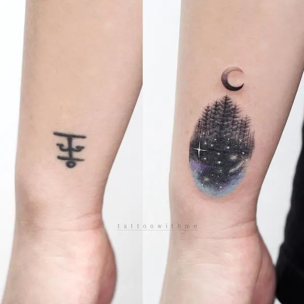 Tree coverup tattoo on the wrist by @tattoowithme