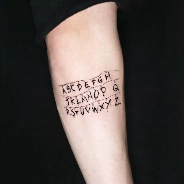Alphabet tattoo for teacher by @honma_tat