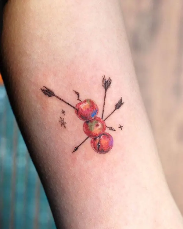 Apple and arrow tattoo by @second.pin