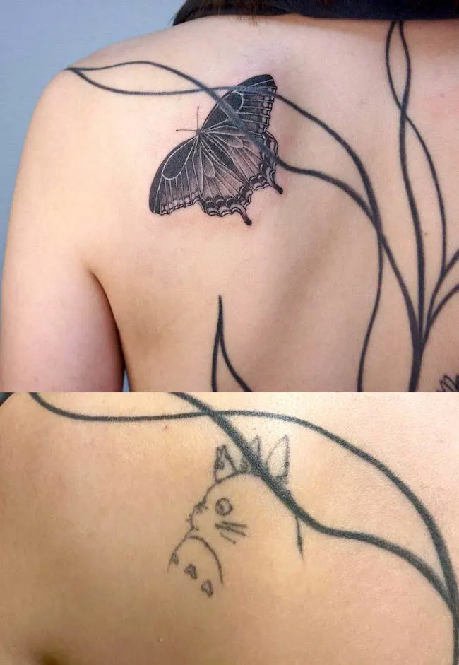 Back Bird Coverup Tattoo by Brasil Tatuagem