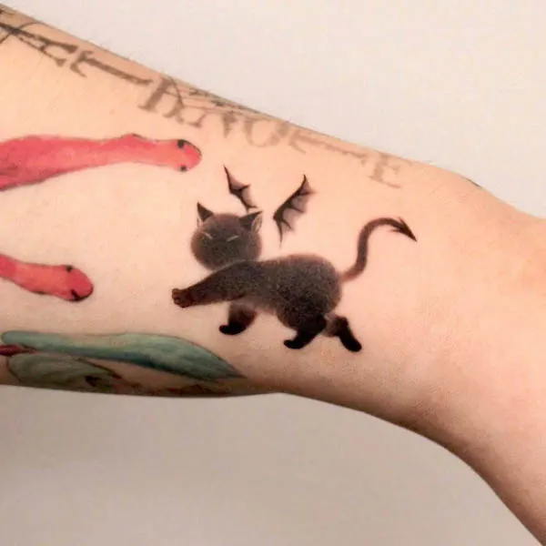 Cat demon tattoo by @kirbeeys