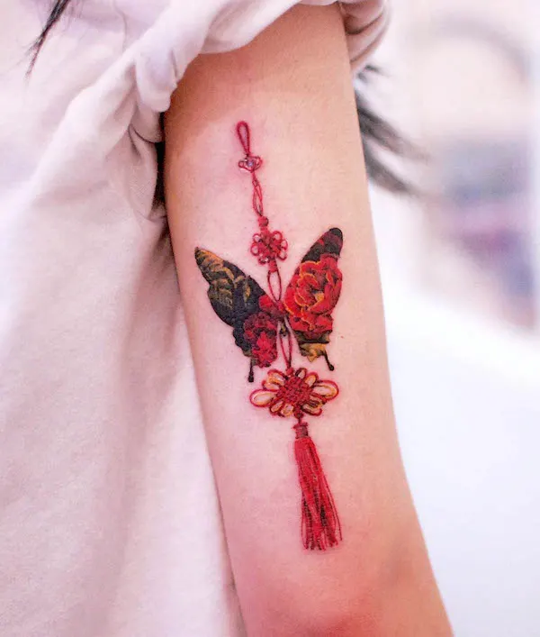 Delicate Red Butterfly Tattoo Meanings Designs and Ideas  neartattoos