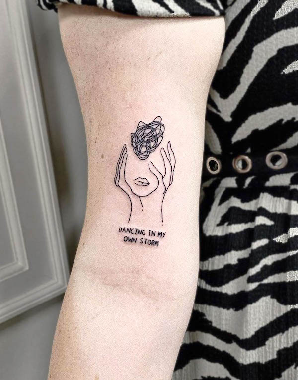 Dancing in my own storm sad tattoo by @somestattoo