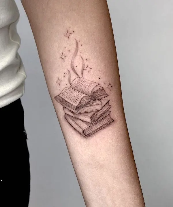 Power of knowledge tattoo by @singleorchid_studio