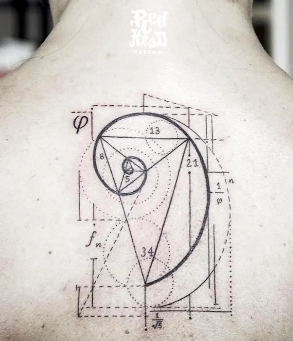 The Fibonacci spiral tattoo by @red_head_tattoo