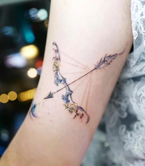 Beautiful bow and arrow Sagittarius tattoo by @tattooist_banul