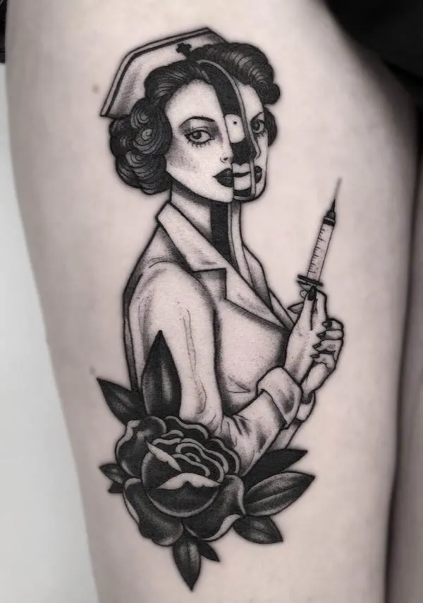 Vintage Nurse American Traditional Pinup Tattoo by Steve Malley: TattooNOW