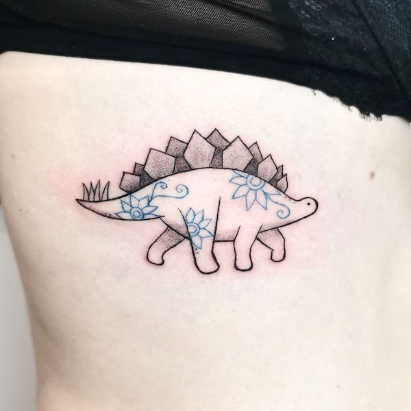 Elegant stegosaurus ribcage tattoo by @misspumpkin_tattoo