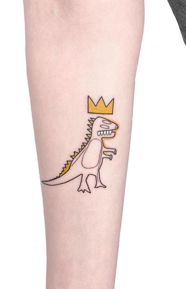 King of the jungle geometric T-rex tattoo by @sofia_finardi