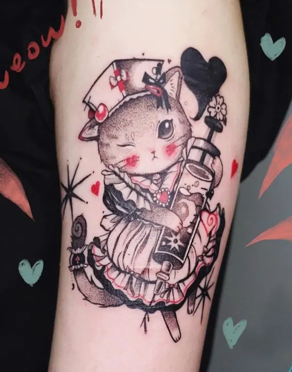 Super cute nurse tattoo by @_novv_nov