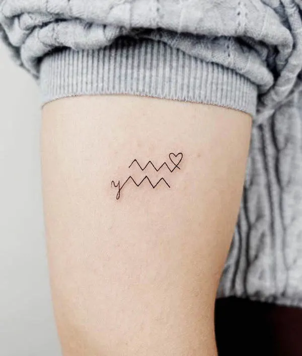 Cute Aquarius symbol with initial by @nieun_tat2