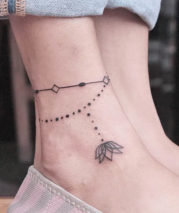Lotus ankle tattoo by @blackpoisontattoos